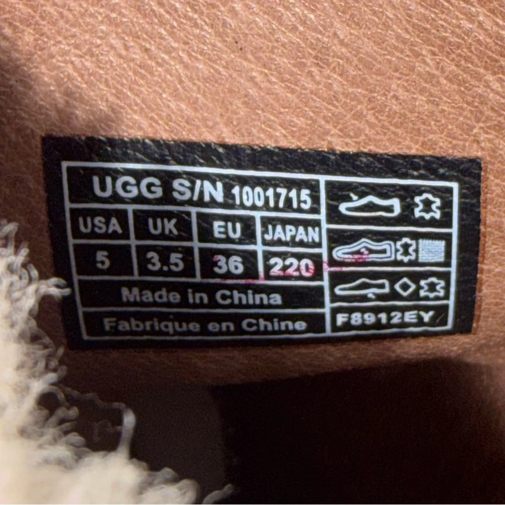Ugg Georgette Nubuck Leather Sheepskin Shearling Ankle Boots Heels Shoes size 5 - Picture 9 of 10